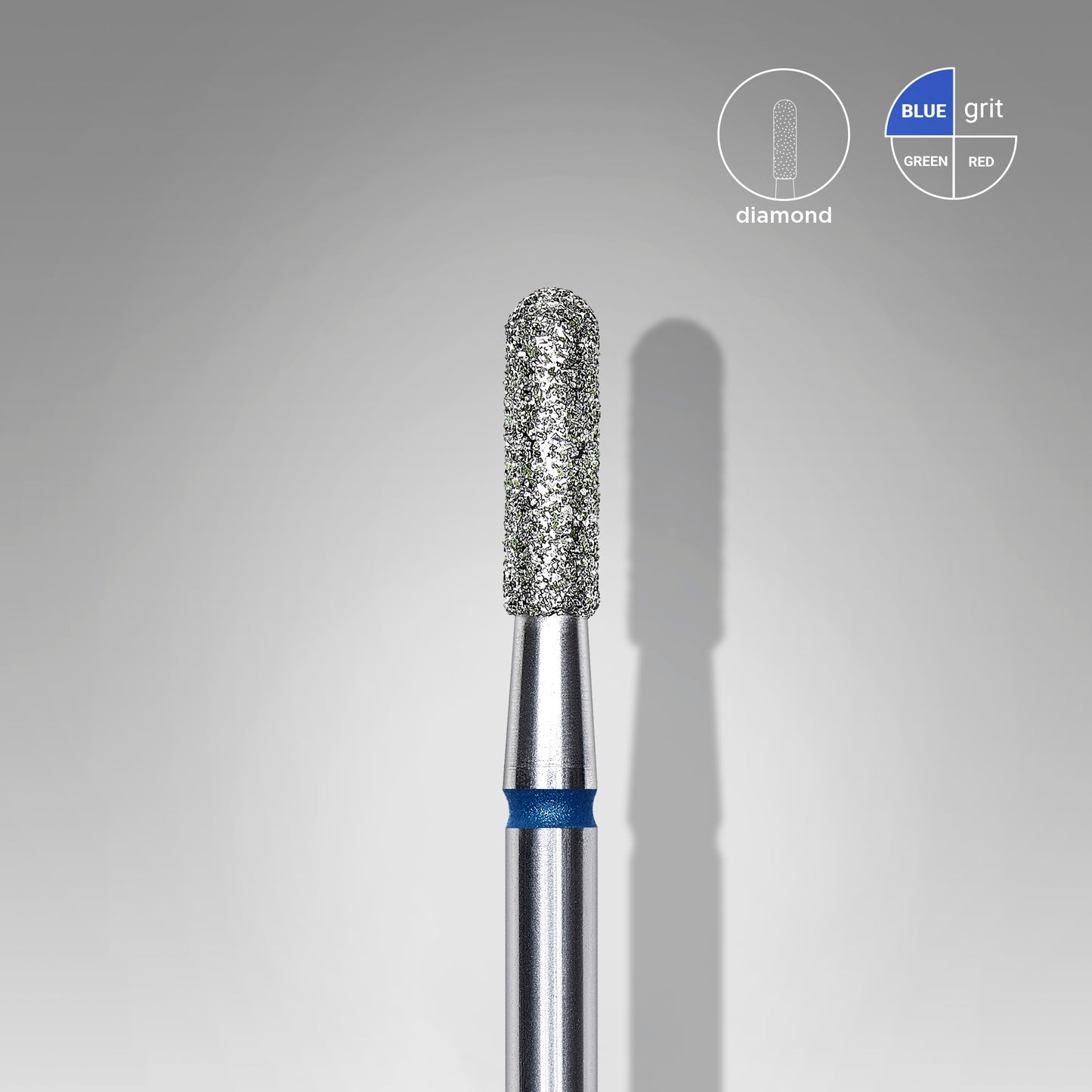 Diamond nail drill bit rounded cylinder blue EXPERT head diameter 2,3 mm / working part 8 mm