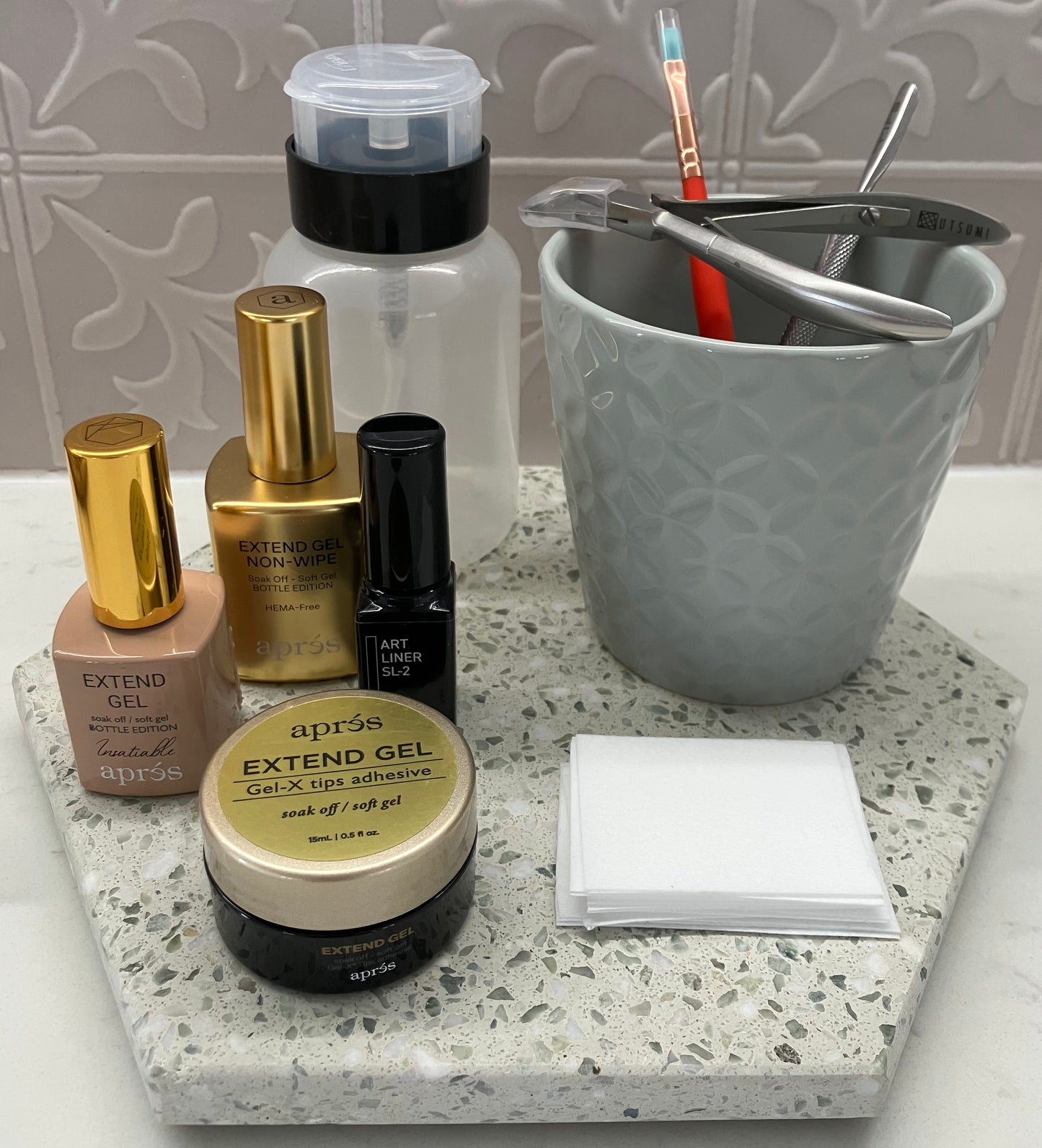 Terrazzo Stone Desk Display Storage Stand