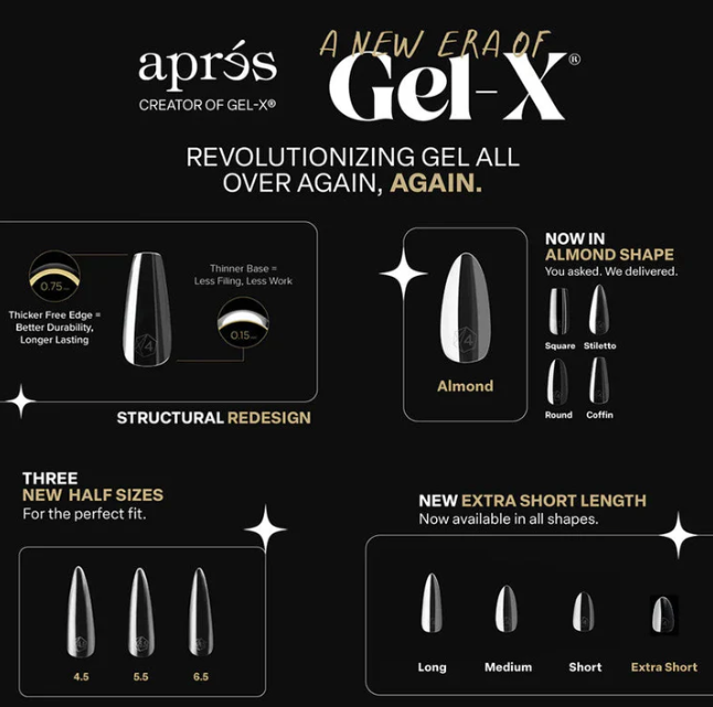 APRES GEL-X TIPS - SCULPTED ALMOND MEDIUM - Refills