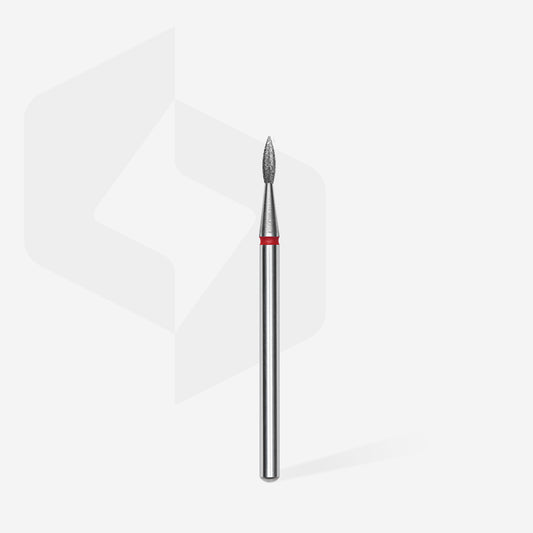 Diamond nail drill bit pointed flame red EXPERT head diameter 1,8 mm / working part 8 mm