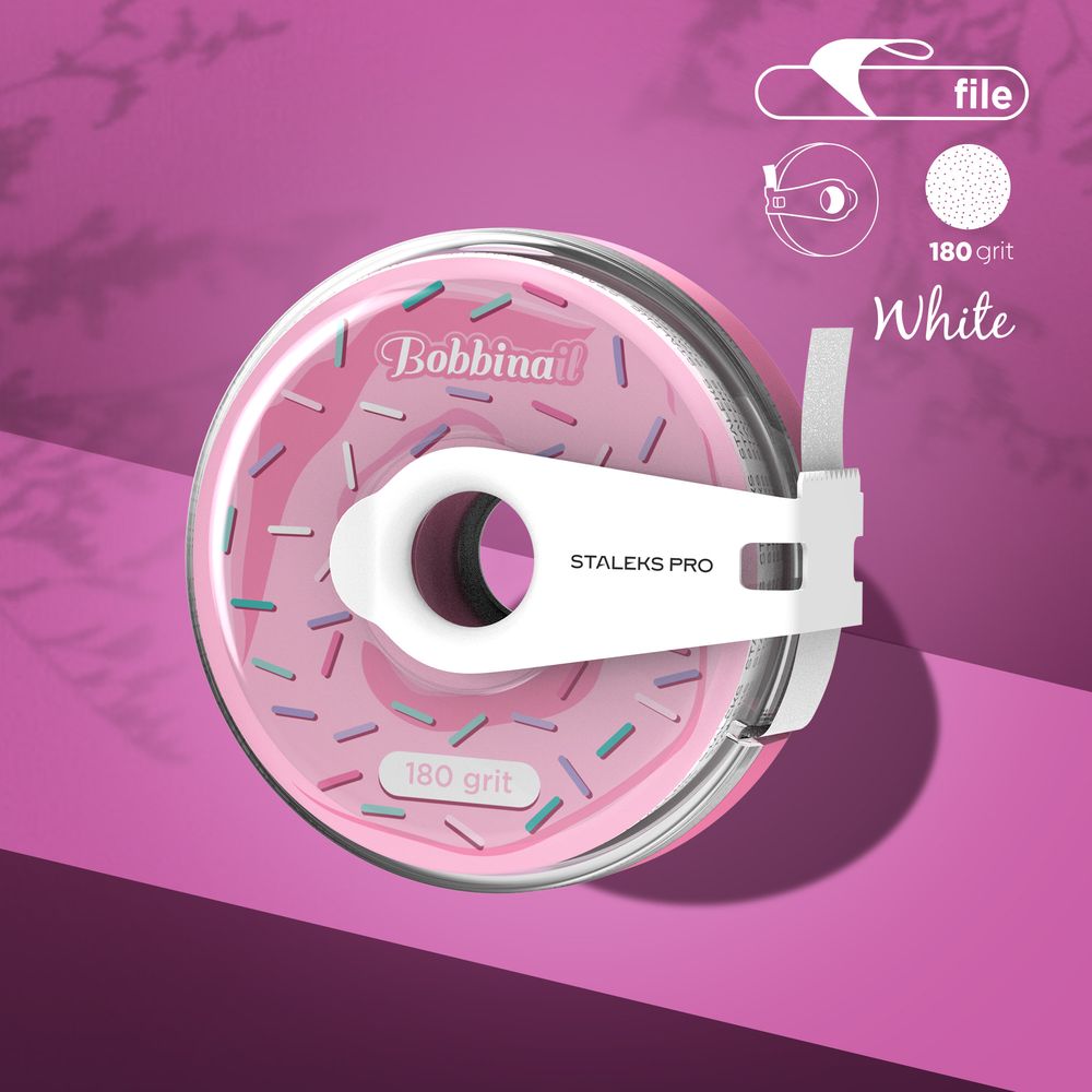 Disposable white abrasive tape EXPERT 180 grit in a plastic case