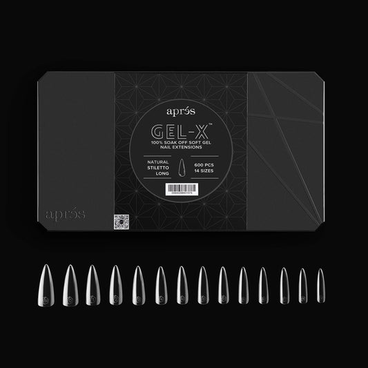 APRES GEL-X TIPS - NATURAL STILETTO LONG - Sets & Refills